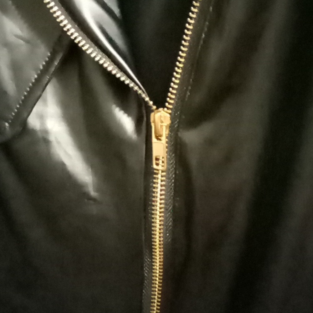 Black Leatherette Dress.  Zips Top To Bottom, Like New, Never Used.
